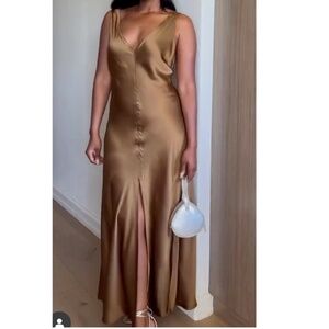 Banana Republic Eterno 100% Silk Maxi Dress, Brown S